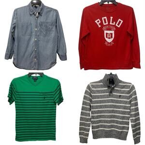 Boys Size 10/12 Clothing Lot Polo Ralph Lauren Gap IZOD 4 Tops Sweater Shirts